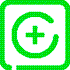 Icon symbolizing custom reports with a capital C that circles a plus sign.